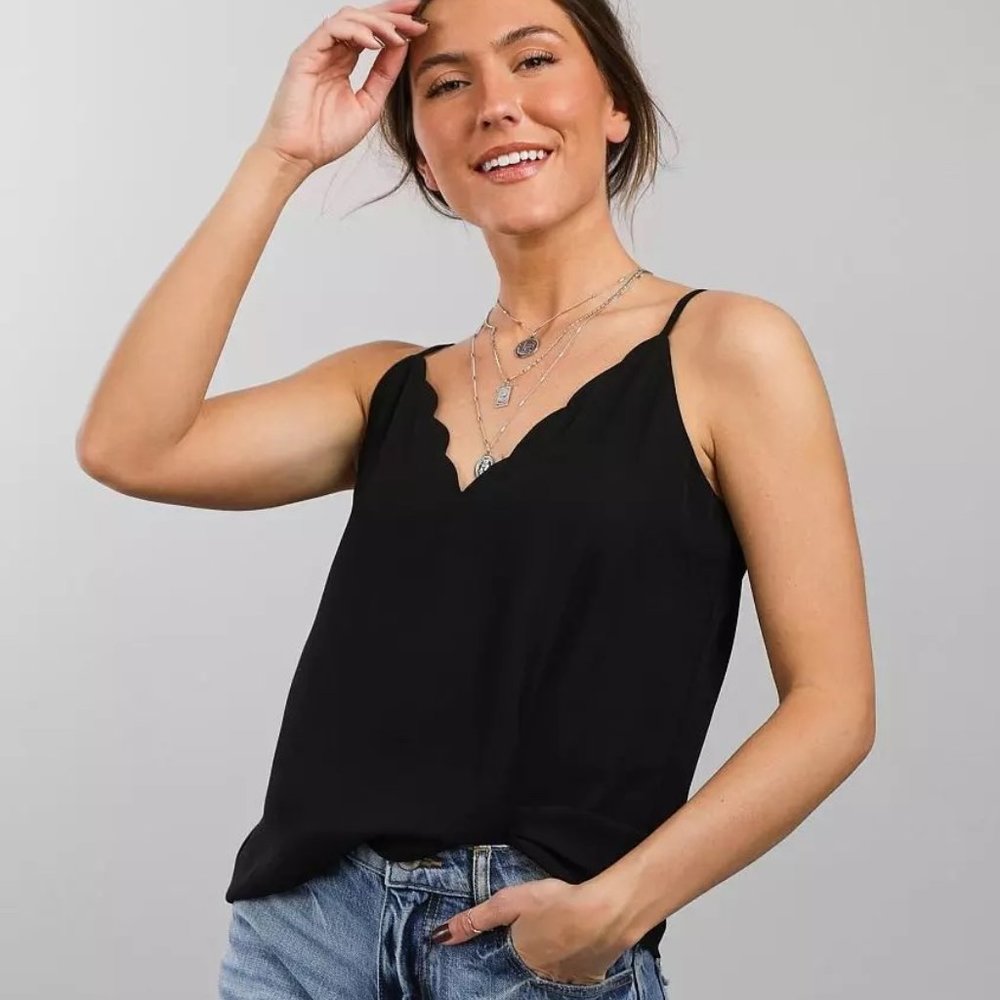 Black Socialite V-Neck Tank Top Camisole Size L